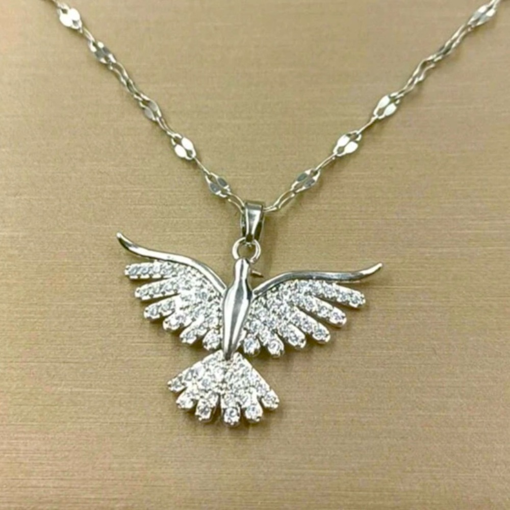 Silver Sparkly Phoenix Pendant